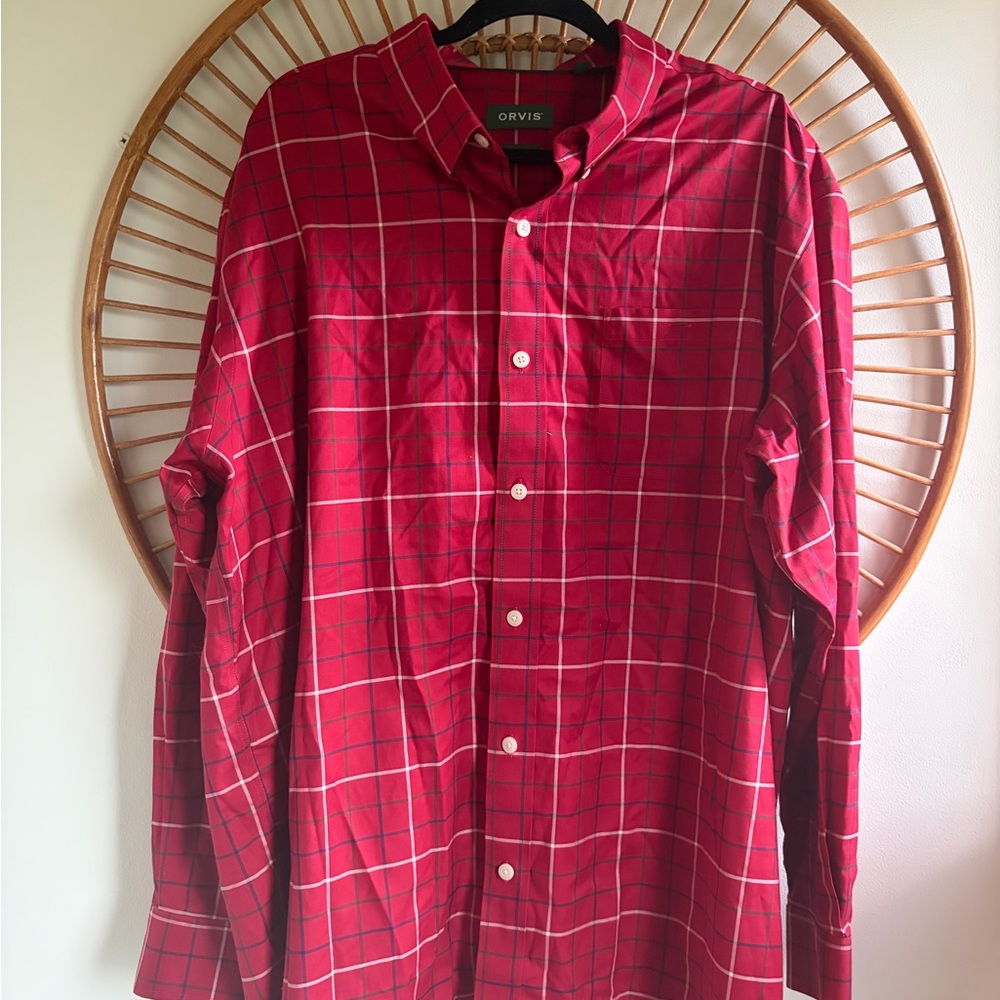 Orvis Red Plaid Button-Down Shirt